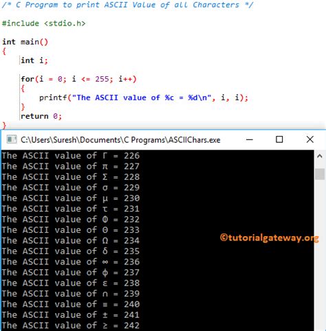 wap to print ascii value of a character in c