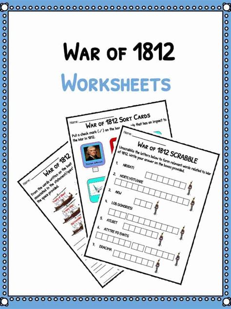 war of 1812 worksheet 5th grade