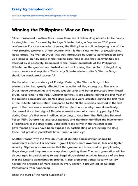 war on drugs duterte essay