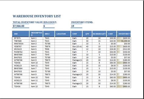 Warehouse Inventory Template 15+ Free Excel, Word,PDF Documents Download