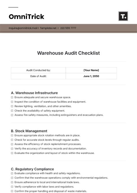 Warehouse Process Audit Checklist