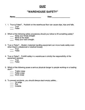 Warehouse Safety Trivia Questions
