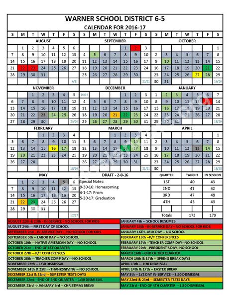 Warner Sd School Calendar