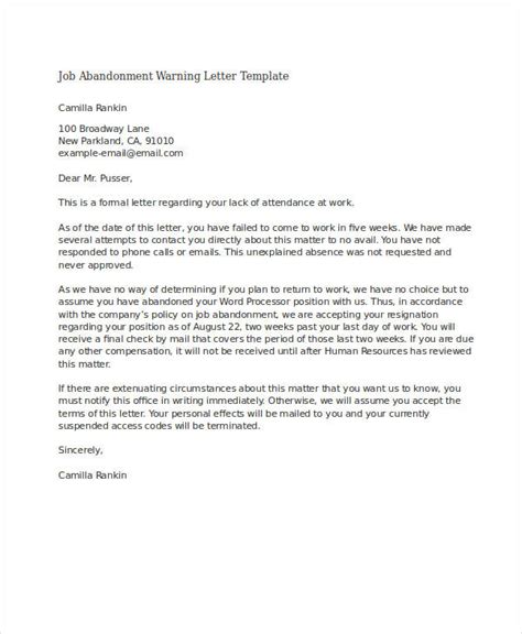 Warning Letter To Employee For Not Coming To Work