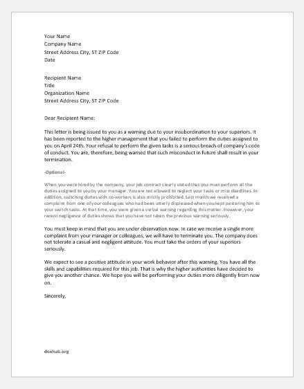 Termination Letter To Employee For Poor Performanc scrumps
