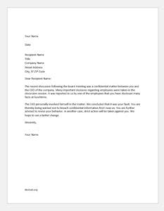 7+ Sample Warning Letters to Employee for disrespectful
