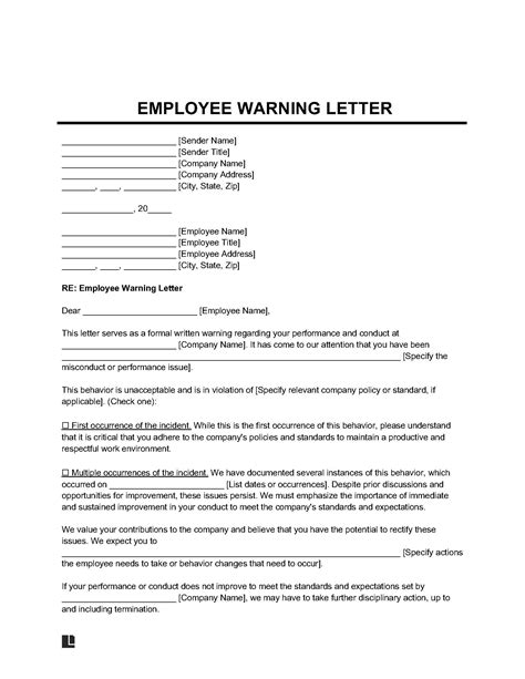 16+ Work Warning Letter Template Free Samples, Examples