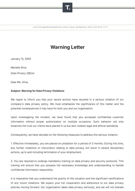 49 Professional Warning Letters (Free Templates) ᐅ TemplateLab