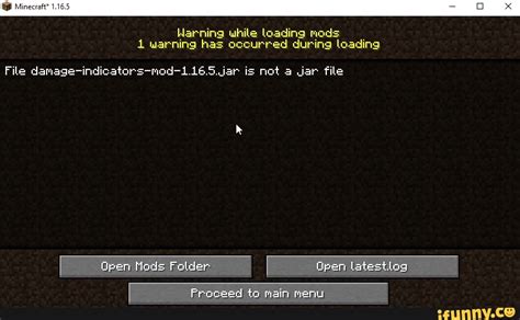 warning while loading mods