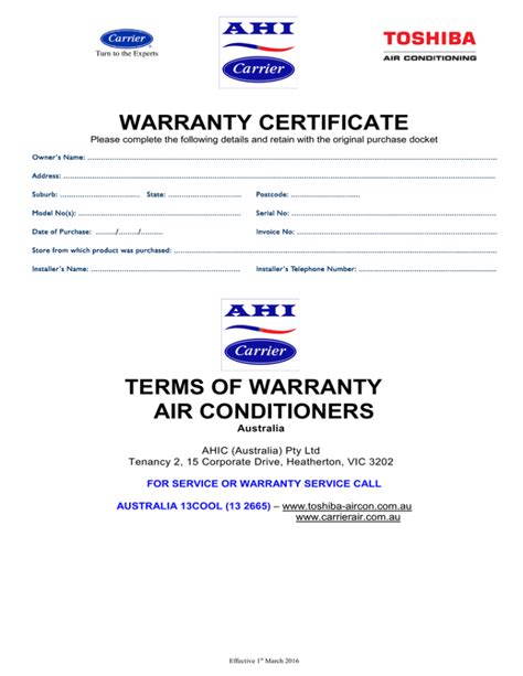 warranty on air conditioning units