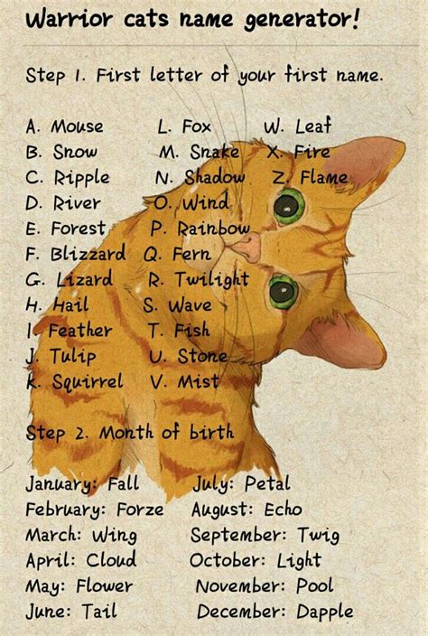 Warrior Cat Names for Orange Cats