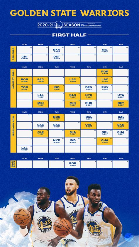 Printable 20182019 Golden State Warriors Schedule