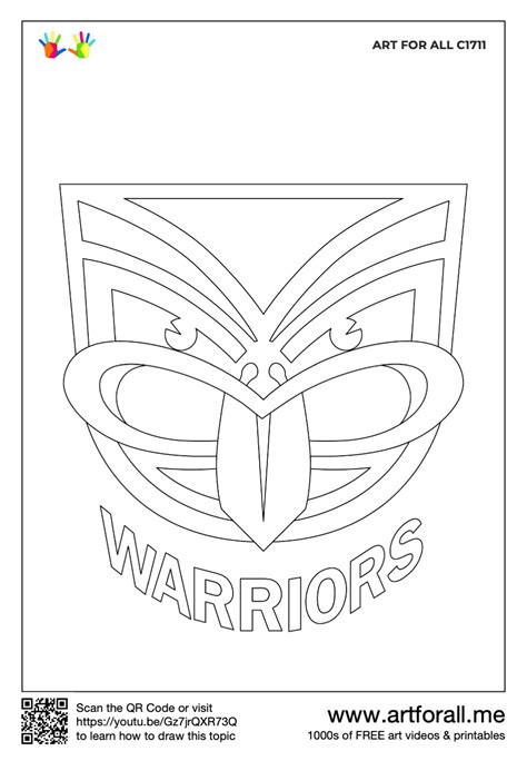warriors nrl colouring in