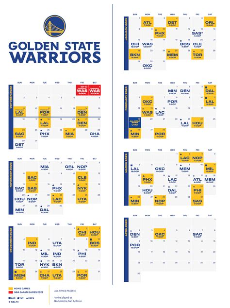 warriors schedule calendar format