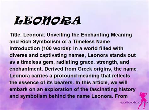 was bedeutet der name leonora