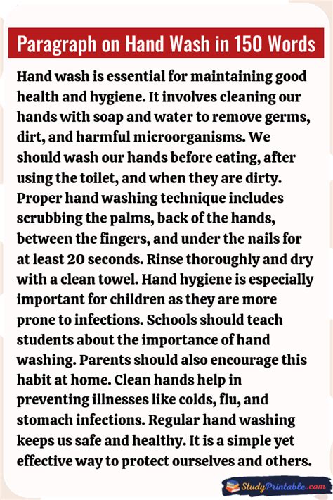 wash hands paragraph