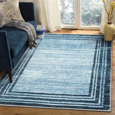 Washable Blue Throw Rugs