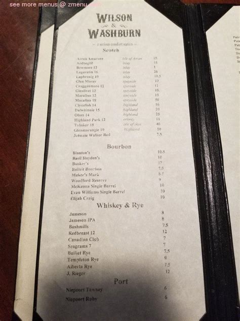 Washburn Menu