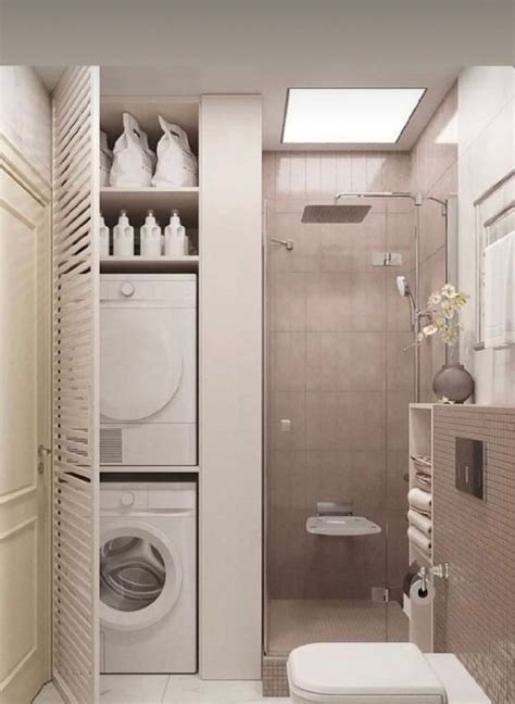 Washing Machine In Tiny Bathroom