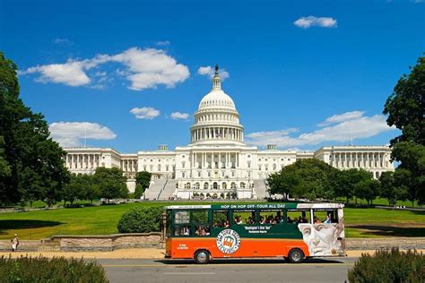 Hop on Hop Off Trolley Tour Bus in Washington DC, USA Editorial