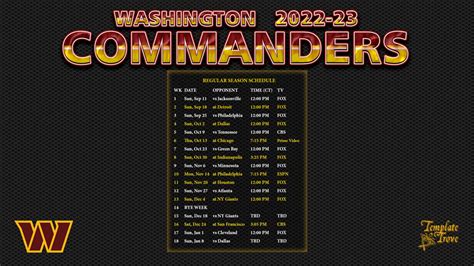 washington commanders schedule 2022