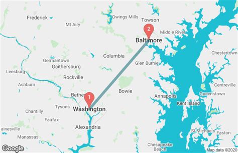 washington dc to baltimore distance