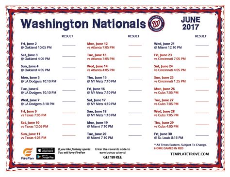 washington nationals schedule 2017
