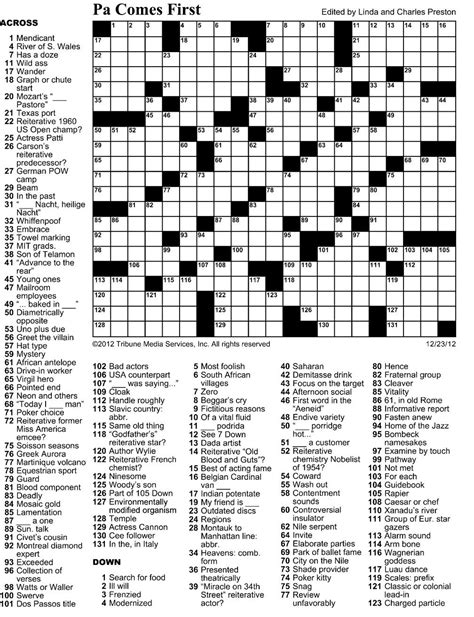 washington post crossword daily crossword