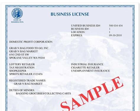 washington state look up a business license