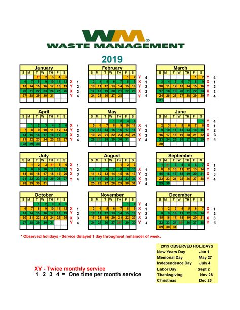 waste management pickup schedule in my region