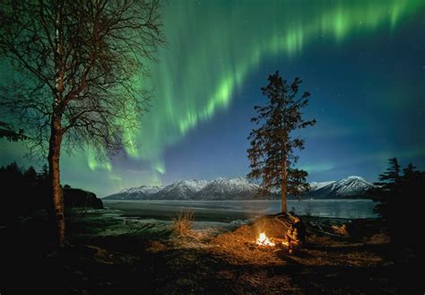 watching aurora from anchorage