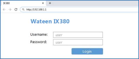 ZTE IX380 Wateen Default login IP, default username & password