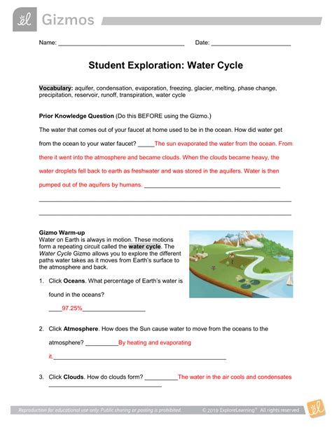 Review Of Water Cycle Se Gizmo Answer Key 2023
