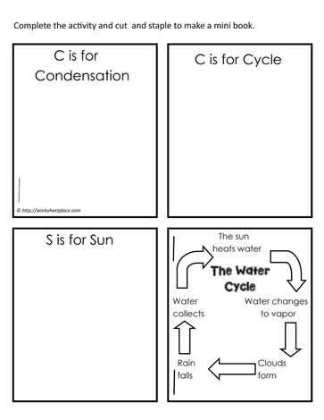 water cycle booklet for kids worksheet
