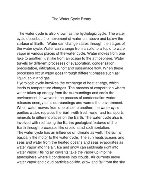 water cycle essay for kids