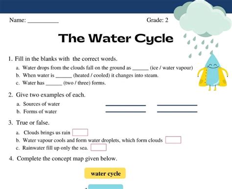 water cycle worksheet for grade 2