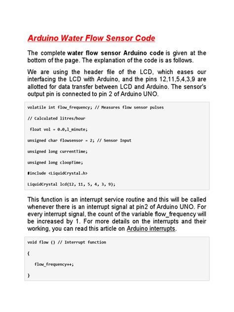 Water Flow Sensor Code
