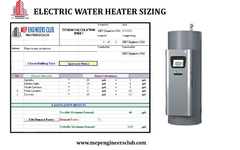 water heater calculation formula