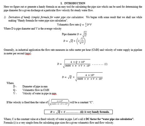 Water Supply System Formula