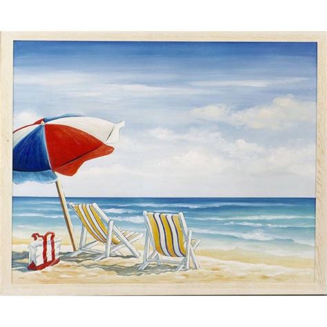Courtside Market Watercolor Beach Chair II GalleryWrapped Canvas Wall