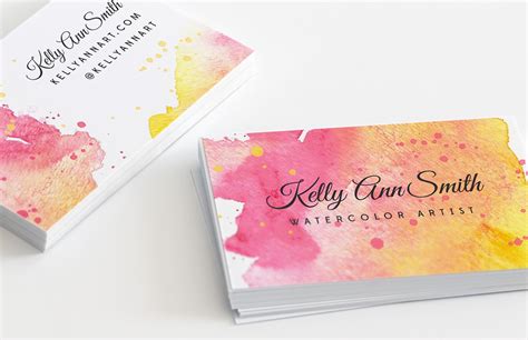 Abstract beautiful watercolor business card design template 240871
