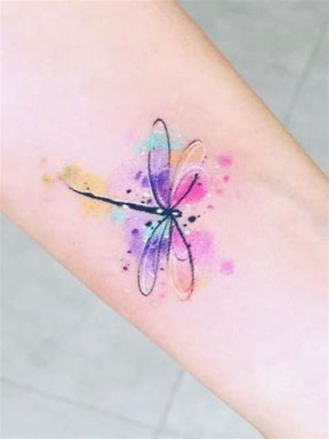 Watercolor side tattoo, dragonflies! Skin color tattoos