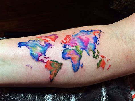 World map watercolor tattoo part 2 Watercolor tattoo