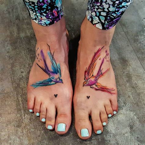 Constellation water color foot tattoos Foot tattoos