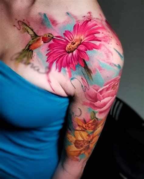 Grinch tattoo, watercolour and paint splash effect tattoo