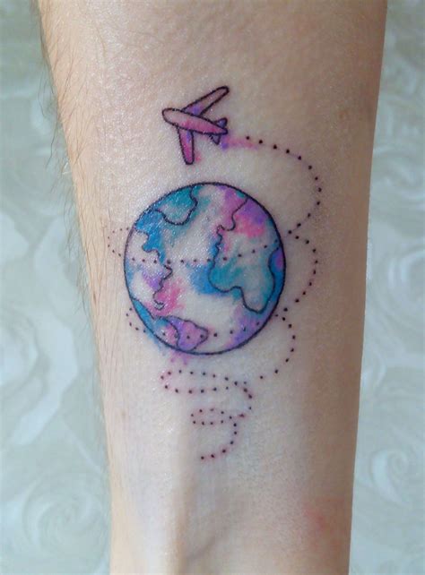 awesome watercolor map tattoo for travel lovers © tattoo