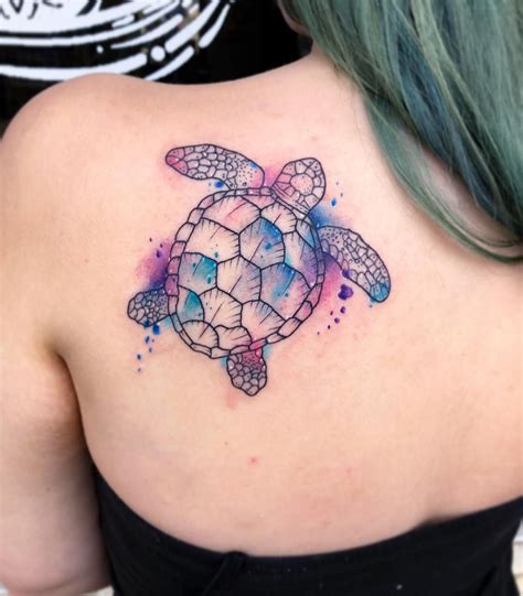 Watercolor sea turtles tattoo by Chris Burke at Serenity