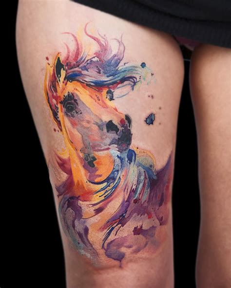 watercolortattoo abstract horsetattoo Horse tattoo