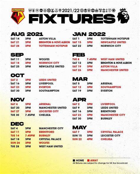 watford fc home fixtures