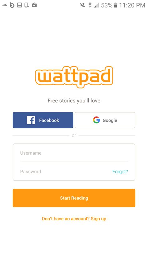 wattpad web app login page